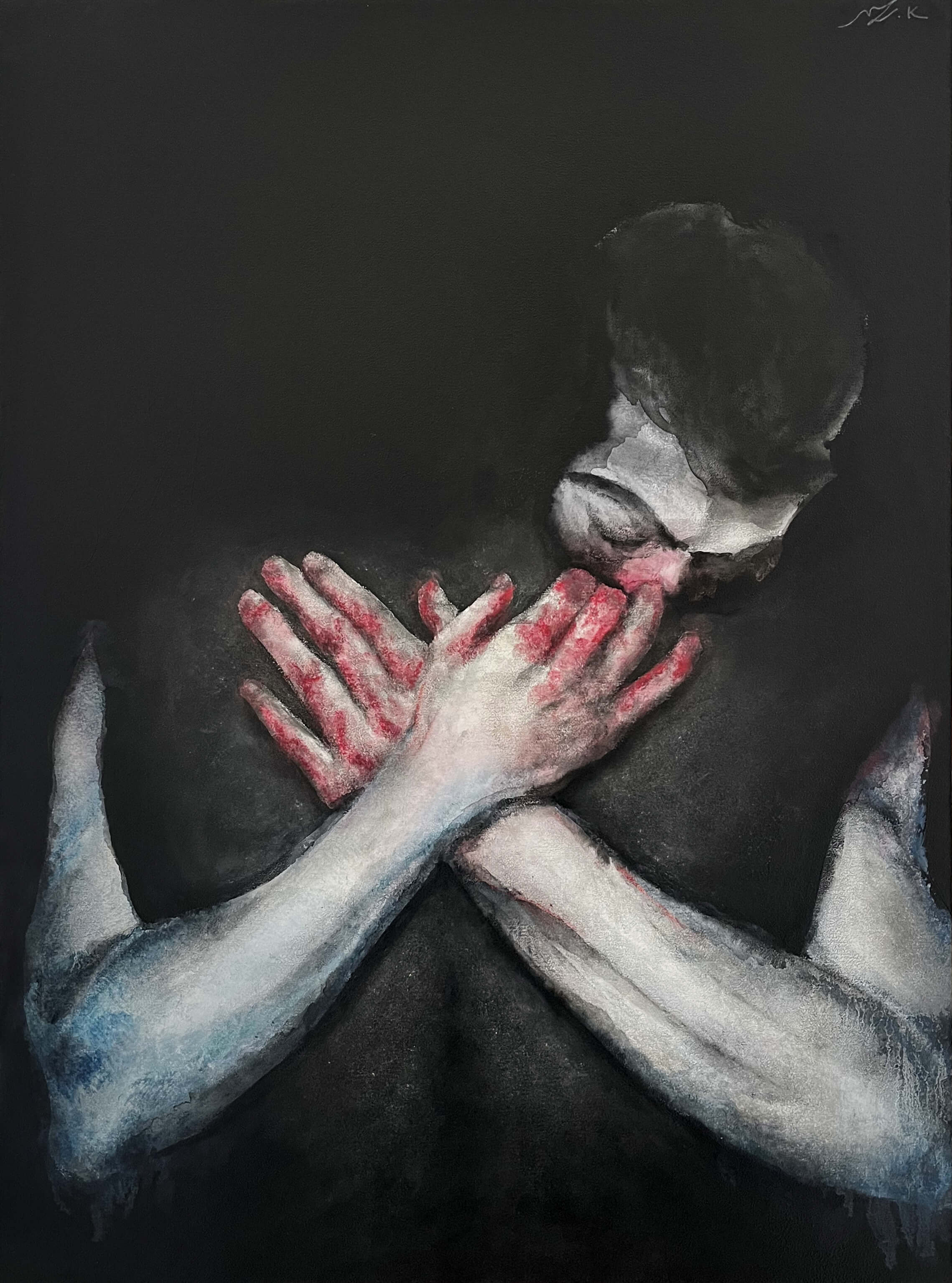 emotional portrait portraiture oil pastel charcoal